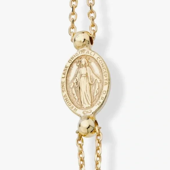 Italian 18K Gold- 925 Sterling Silver Freshwater Pearl Rosary Cross Bracelet - Picture 4 of 12